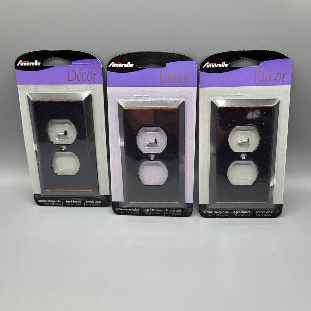 3 Amerelle Décor Double Duplex Outlet Wall Plates Aged Bronze Finish Sealed